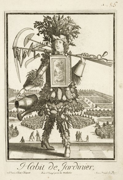 O traje de jardineiro, ilustração do Dictionnaire des Sciences por Denis Diderot (1713-84) publicado c.1770 de French School