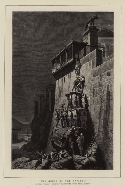 Os Gansos do Capitólio (gravura) de French School