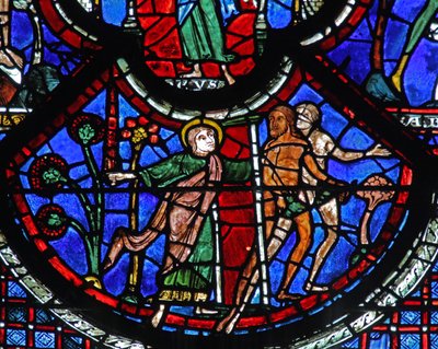 A janela do Bom Samaritano: Aam e Eva expulsos do Paraíso por um anjo com uma espada (w44) de French School