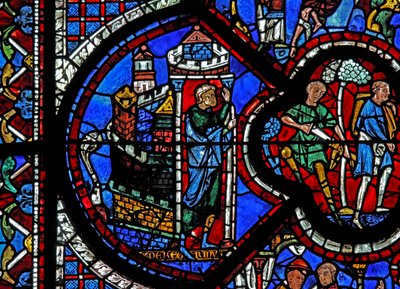 A janela do bom samaritano: um homem sai de Jerusalém (w44) de French School