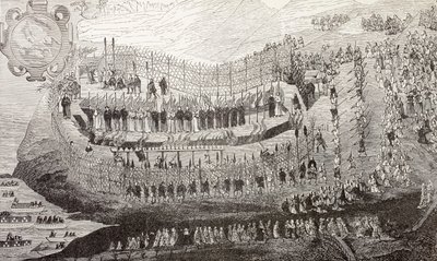 O Grande Martírio de Nagasaki, 1622, de "A Vida Militar e Religiosa na Idade Média", de Paul Lacroix, publicado em Londres, c.1880 de French School