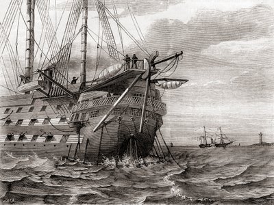 O HMS Agamemnon a colocar o cabo telegráfico transatlântico, 2 de Agosto de French School