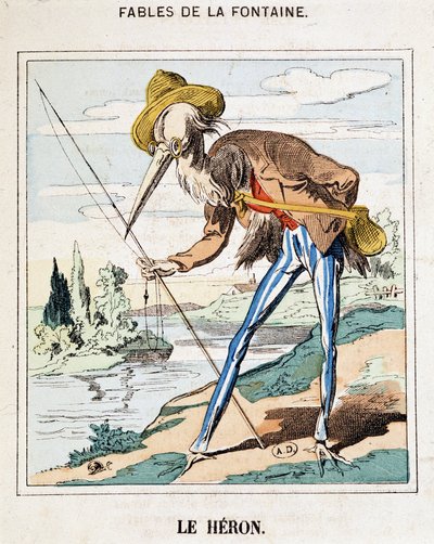 A Garça (Fábulas de La Fontaine) de French School