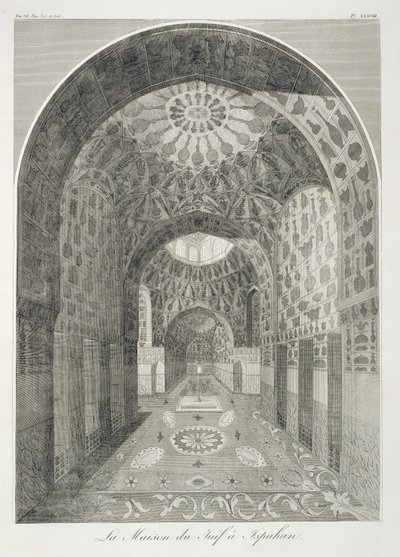 A Casa do Judeu em Isfahan, de Viagens do Cavaleiro Chardin na Pérsia, e Outros Lugares do Oriente, de Jean Chardin (1643-1713), publicado em 1811 de French School
