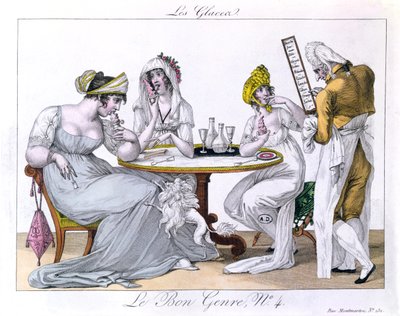 O sorvete, plat 4 de Le Bon Genre, Paris, 1827 de French School