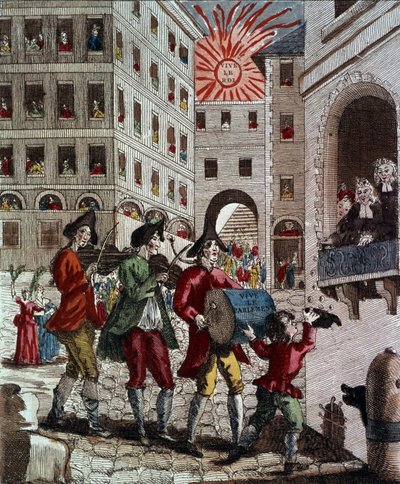 A alegria do povo francês, celebrando o rei e a recordação do Parlamento em setembro de 1788 de French School