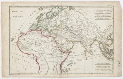O mundo conhecido dos antigos (gravura colorida à mão) de French School