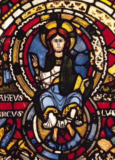 O Juízo Final, detalhe de Cristo (vitral) de French School