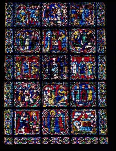 A Vida de Cristo, Ciclo do Novo Testamento, metade inferior da janela, c.1145-50 de French School
