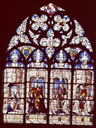 A Madona e o Menino com São João Batista, São Pedro apresentando Pierre Tullier, o maior de Bourges, e sua esposa para a Virgem, São João apresentando Jean, François e Pierre Tullier, fundador de French School