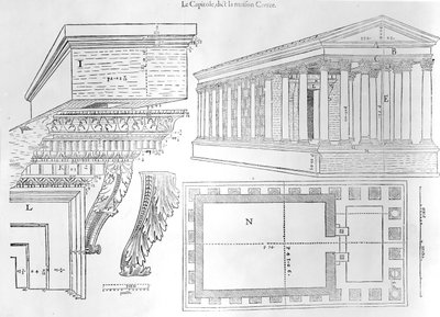 A Casa Carree, ilustração do discurso historial da cidade lantica e ilustre de Nismes por Jean Poldo dAlbenas, publicado em 1560 de French School
