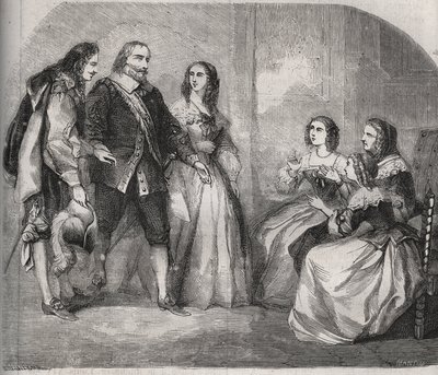 O Marquês de Montespan, Louis Henri (Louis-Henri) de Pardaillan de Gondrin (1640-1691) (à esquerda) veio propor ao casamento de Françoise Athenais (Françoise-Athenais) de Rochechouart Mortemart (então Marquise de Montespan ou Madame de Montespan de French School
