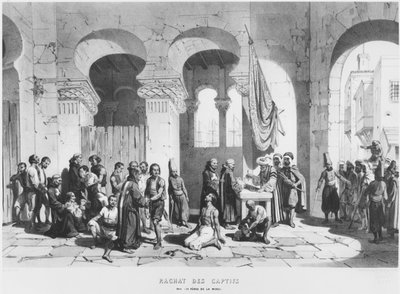Os Padres da Misericórdia resgatam os cativos na Argélia, c.1830-40 de French School