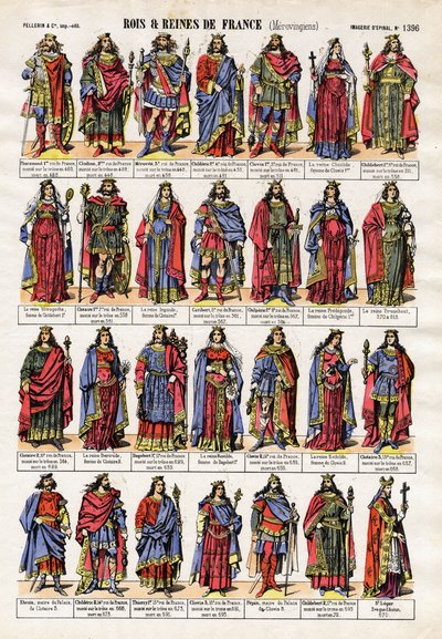 Os Merovingian Queens and Kings. de French School
