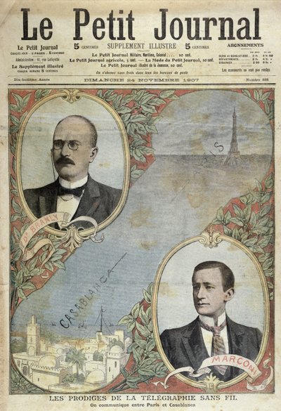 Os Milagres do Sistema Telegráfico, ilustração do Le Petit Journal, 24 de novembro de 1907 de French School