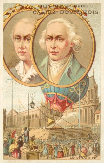 Os Irmãos Montgolfier (chromolitho) de French School