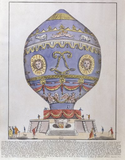 O experimento de balão de irmãos de Montgolfier no Chateau de la Muette, 21 de novembro de 1783 de French School