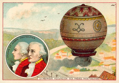 A primeira subida de balão dos Irmãos Montgolfier de French School
