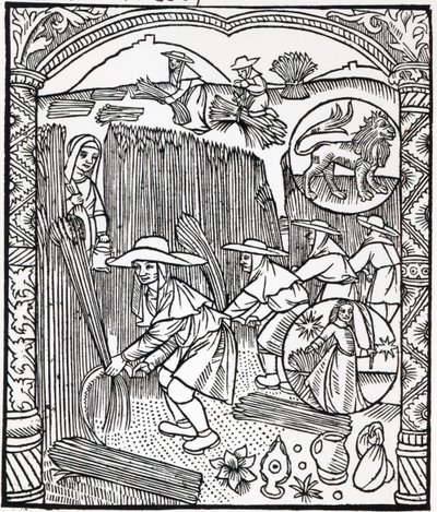 O mês de agosto, de um calendário de pastores, 1496 de French School