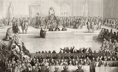 A Assembléia Nacional durante o reinado de Luís XVI (1754-93) de &39;Histoire de France&39; de Colart, publicada em 1840 de French School