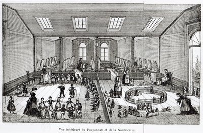 O Berçário na Familistery of Guise, da Solutions Sociales de Jean-Baptiste Andre Godin (1817-1888), Paris, 1871 de French School