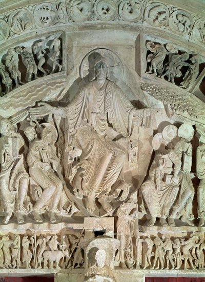 O Pentecostes, do tímpano do portal central, c.1120 de French School