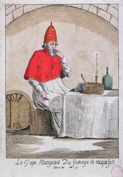 O Papa comendo queijo Roquefort, 1791 de French School