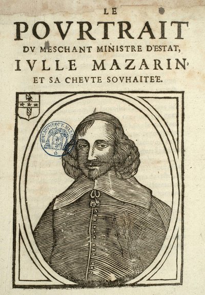 O retrato do malvado Ministro de Estado, Iulle Mazarin e seu desejado demônio, Panfleto Político sob a Funda de French School