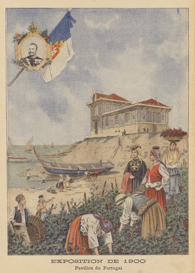 O Pavilhão de Portugal na Exposição Universelle de 1900 em Paris (cor litho) de French School