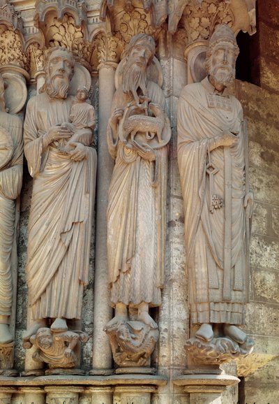 O Profeta Simeão, São João Batista e São Pedro, figuras do jamb do lado direito da porta central do portal norte de French School