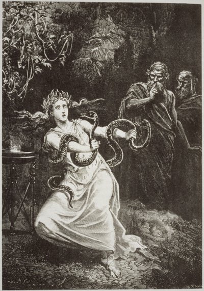 The Pythia, de LHistoire de la Magie por Paul Christian, ilustrado em History of Magic, publicado no final do século XIX de French School