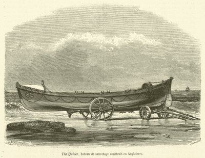 O Quiver, barco salva-vidas construído na Inglaterra (gravura) de French School