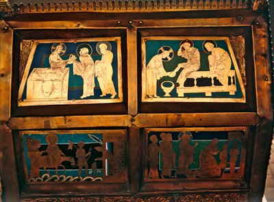 A Ascensão de Lázaro, detalhe do Chasse de São Marcos, c.1210-30 (esmalte) de French School