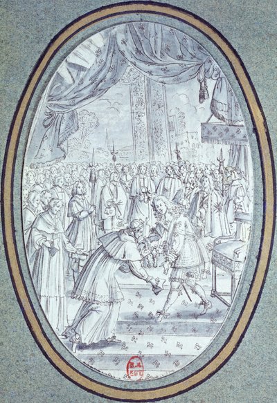 A recepção do cardeal Flavio Chigi (1631-93) por Louis XIV (1638-1715) 29 de julho de 1664 de French School