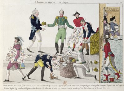 A Restauração ou Império Francês sendo dividido após Waterloo, 1815 de French School