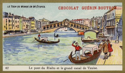 A Ponte Rialto e o Grande Canal de Veneza (chromolitho) de French School