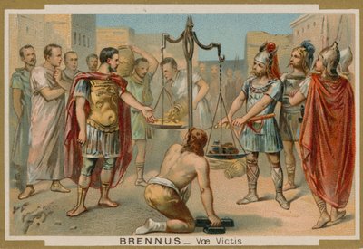 Os romanos tentando comprar sua salvação do chefe gaulês Brennus, século 4 aC de French School