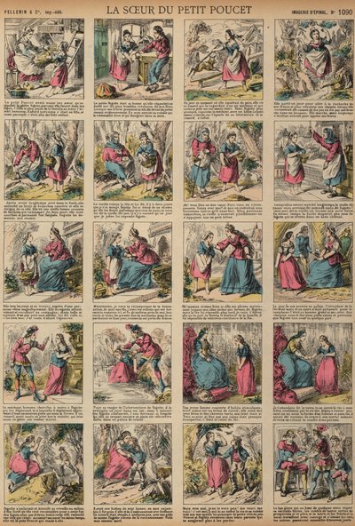 A Irmã do Polegar do Pequeno Tom (gravura colorida) de French School