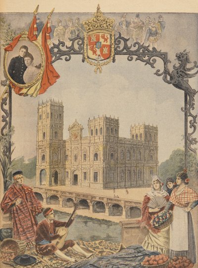 O Pavilhão Espanhol na Exposição Universal de 1900, Paris, ilustração do Le Petit Journal, 4 de março de 1900 de French School