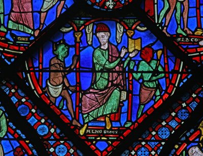 The St James Window: Almogines (Hermogines) levanta demônios (w5) de French School