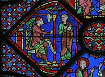 A Janela de St James: O Mago Almoniges (Hermoniges) envia seu discípulo Filetus para St James (w5) de French School