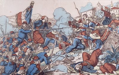 A tomada de Puebla, México pelos franceses, 1863 de French School