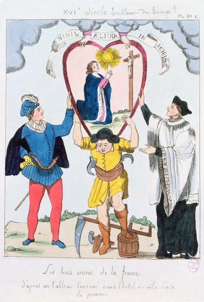 As três ordens da França, 1789 (gravura a cores) de French School