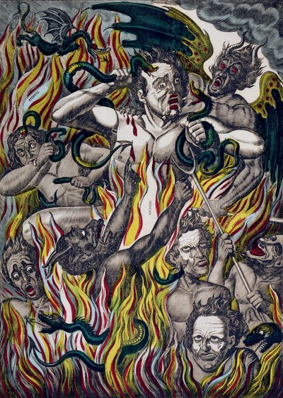 O tormento dos condenados no inferno de French School
