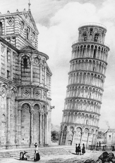 A Torre e a Catedral de Pisa (gravura) de French School