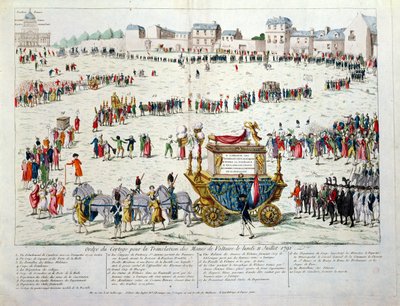A Tradução dos Reinos Mortais de Voltaire (1694-1778) ao Panteão de Paris em 10 de julho de 1791 (wc no papel) de French School