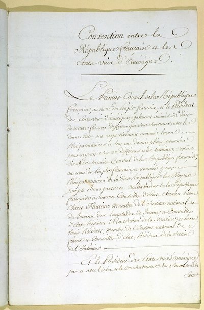 O Tratado de Mortefontaine, 30 de setembro de 1800 de French School