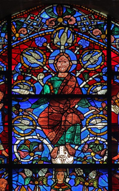 A Árvore de Jessé: A Árvore de Jessé: Cristo com 7 pombas do Espírito Santo: à esquerda Habacuque e Sofonias à direita (w49) de French School