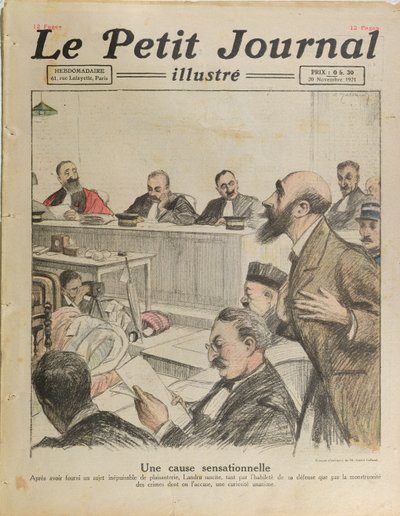 O julgamento de Henri Desire Landru (1869-1922) do Le Petit Journal, 20 de novembro de 1921 de French School