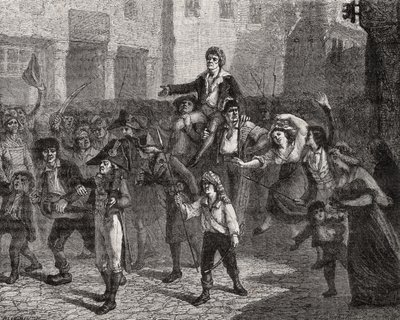 O triunfo de Marat, 24 de abril de 1793, de "História da Revolução Francesa" por Louis Blanc (1811-82) de French School